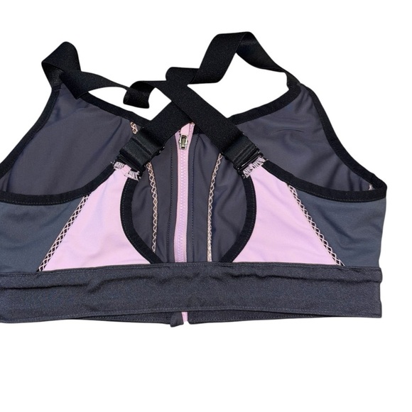 Fabletics Zoe High Support Sports Bra Gray Pink Women’s M Workout CrossFit Run - Picture 4 of 12